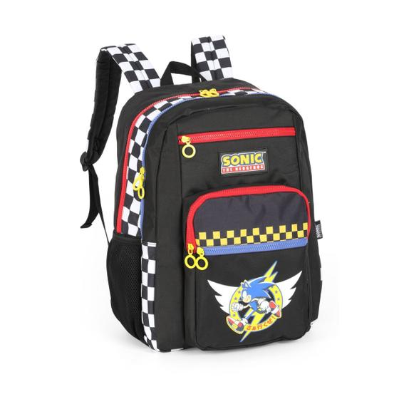 Imagem de Mochila de Costas Sonic Juvenil Meninos Escolar Passeio Alça