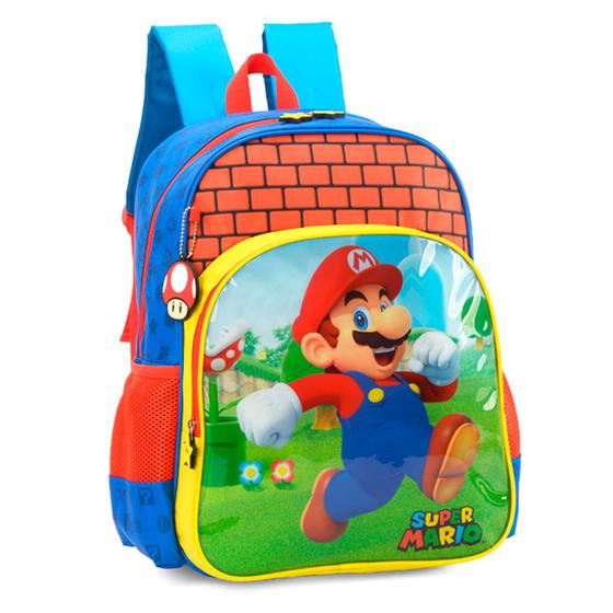 Imagem de Mochila de Costas Super Mario Bros Tijolinho Jogo Escolarr