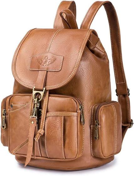 Imagem de Mochila de couro, bolsa de ombro, mochila escolar impermeável, mochila universitária, 90 cm