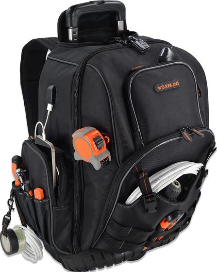 Imagem de Mochila de Ferramentas WELKINLAND com Rodas - 72 Bolsos para Eletricistas