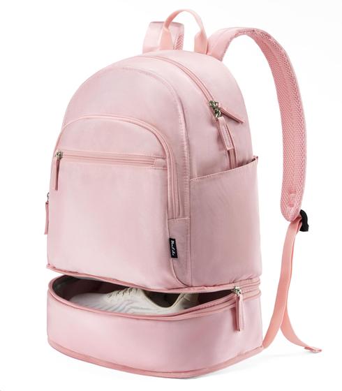 Imagem de Mochila de Ginástica Uselike para Mulheres - 26L com Compartimento para Sapatos (Rosa)