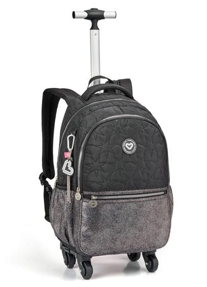 Imagem de Mochila de  matelasse estrela com rodas  com giro em 360 cor pastel
