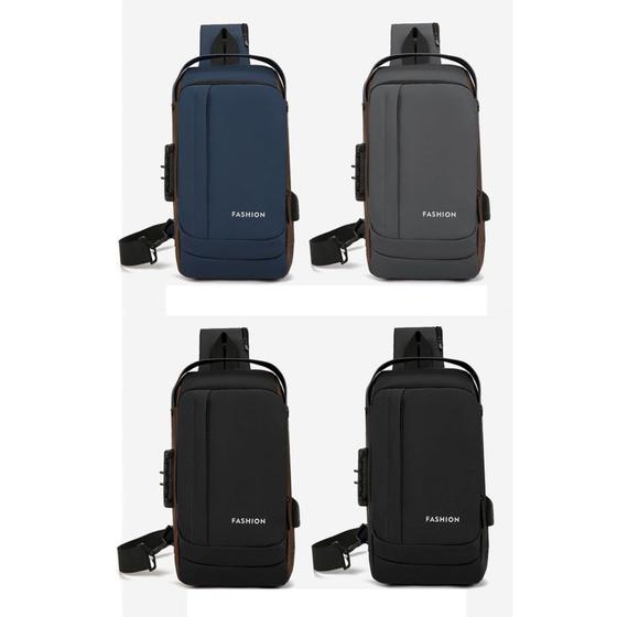 Imagem de Mochila de Ombro Transversal Compacta Unilateral USB Trava de Código Á prova d'água