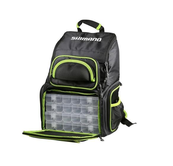 Imagem de Mochila De Pesca Shimano Back Pack Xl Com 4 Estojos Mod 2023