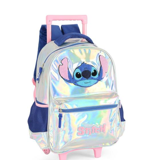 Imagem de Mochila de Rodinha Carrinho Stitch Prata Holográfica