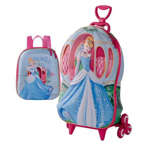 Imagem de Mochila de Rodinha e Lancheira Carruagem Princesa Cinderela