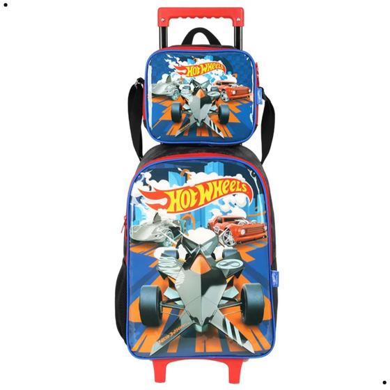 Imagem de Mochila de Rodinha e Lancheira Térmica Hot Wheels Preto