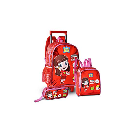 Mochila de Rodinha escolar infantil com luzes para criança com Lancheira e estojo Gi neto Clio Menor preço em Mochila de Rodinha escolar infantil com luzes para criança com Lancheira e estojo Gi neto Clio