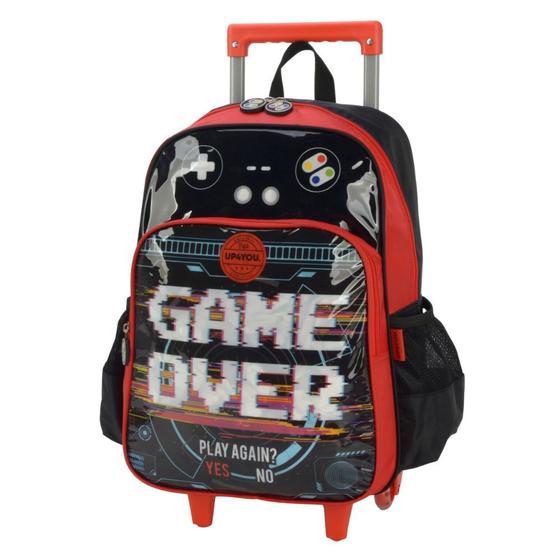 Imagem de Mochila de Rodinha Escolar Up4you Azul Vermelho Gamer Luxcel