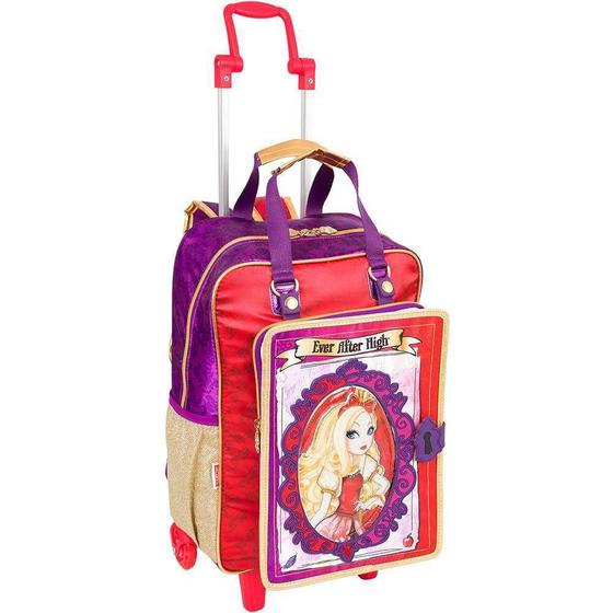 Mochila de Rodinha Grande Com Alca Ever After High 16z Menor preço em Mochila de Rodinha Grande Com Alca Ever After High 16z