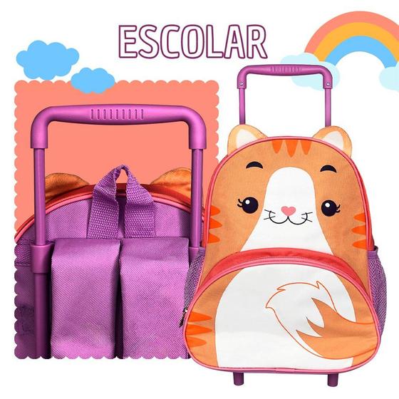 Imagem de Mochila de Rodinha Infantil escolar animal  gatinho  Gato lilas 