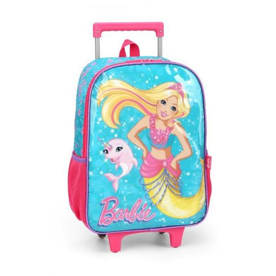 Imagem de Mochila de Rodinha Menina Barbie Sereia Verde - Luxcel