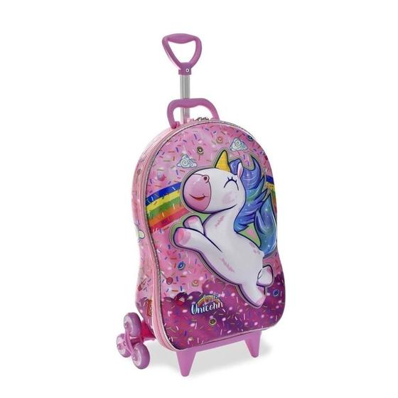 Imagem de Mochila de Rodinhas 3D Maxtoy Cute Unicorn Sweet Rosa Candy