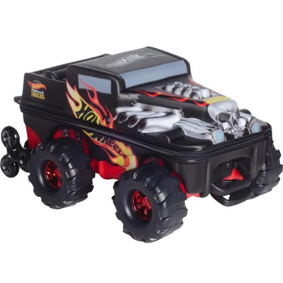 Imagem de Mochila De Rodinhas 3D Maxtoy Hotwheels Boné Monster Trucks