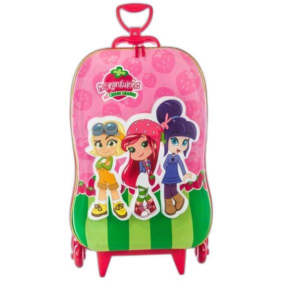 Imagem de Mochila De Rodinhas 3D Maxtoy Moranguinho Rosa