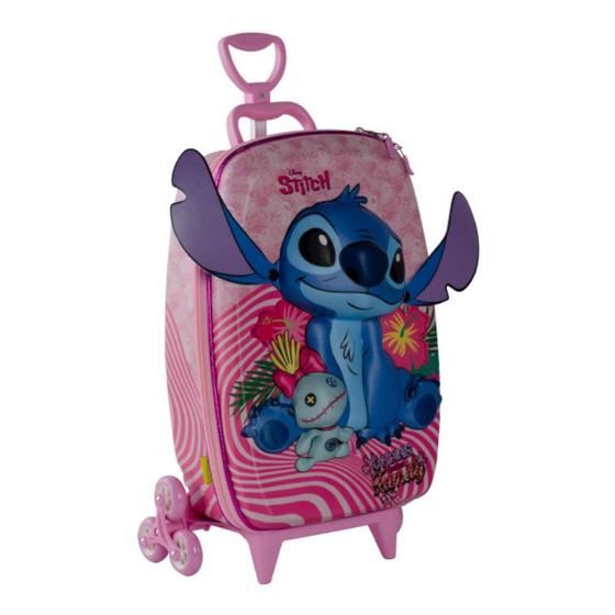 Imagem de Mochila de Rodinhas 3D Maxtoy Stitch Rosa