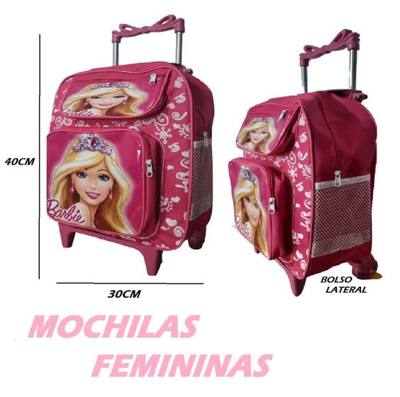 Imagem de Mochila de Rodinhas Barbie Exclusiva Bolsa Escolar Infantil TAM GRANDE C/ Bolsos