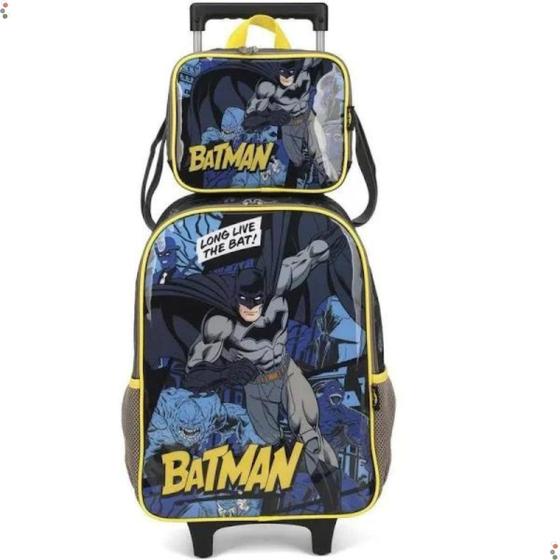 Imagem de Mochila De Rodinhas Batman Luxcel azul e preto 21 Litros