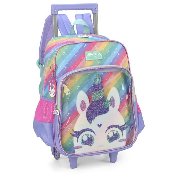 Imagem de Mochila de Rodinhas Com Alça Luxcel Up4You Unicórnio Lilás