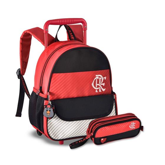Imagem de Mochila de Rodinhas com Estojo Kit Flamengo Escolar Futebol