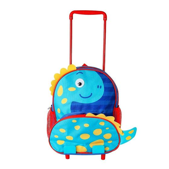 Imagem de Mochila de Rodinhas Dinossauro  Azul menino masculino volta as aulas Escolar