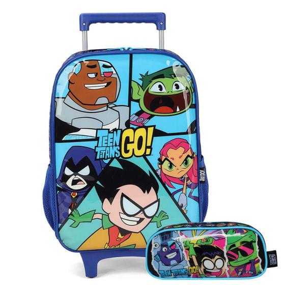 Imagem de Mochila De Rodinhas Escolar + Estojo Robin Jovens Titans Go