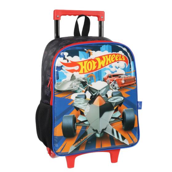 Imagem de Mochila de Rodinhas Escolar Hot Wheels Racing Meninos Preto