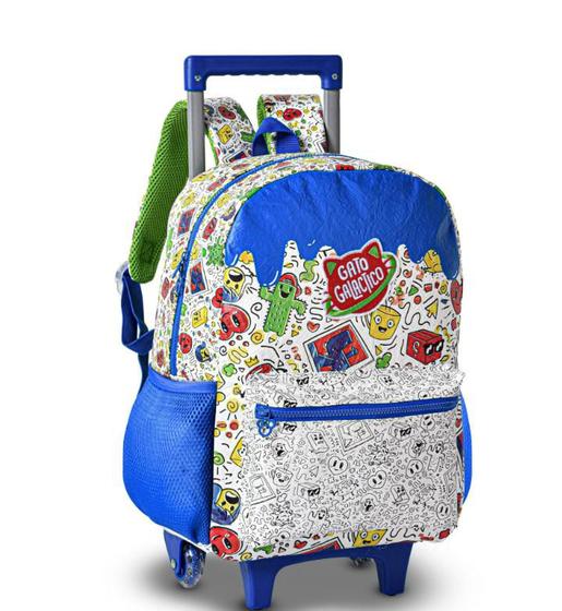 Imagem de Mochila de Rodinhas Escolar Infantil Gato Galáctico Colorir