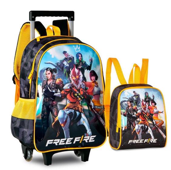 Imagem de Mochila De Rodinhas escolar infantil para criança FreeFire Com Lancheira - Clio