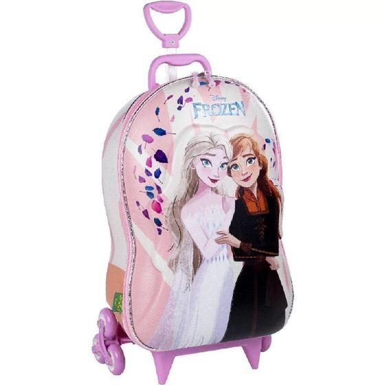 Mochila de Rodinhas Frozen Ana e Elsa 3D Disney Maxtoy Menor preço em Mochila de Rodinhas Frozen Ana e Elsa 3D Disney Maxtoy