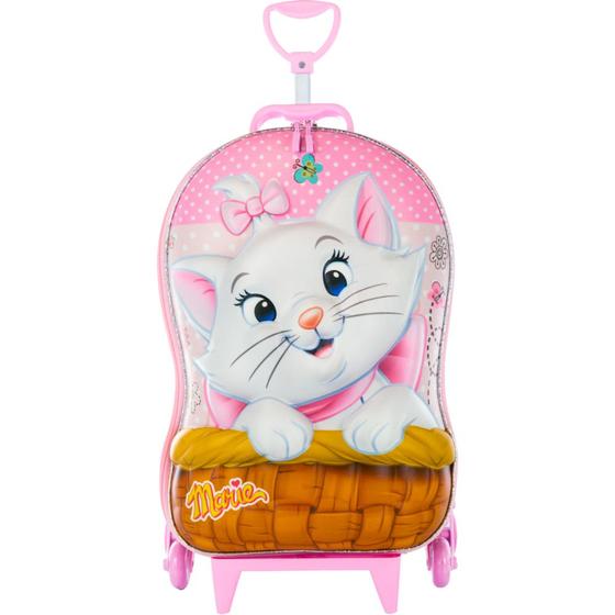 Imagem de Mochila de Rodinhas Gata Marie Escolar Infantil 3D Meninas