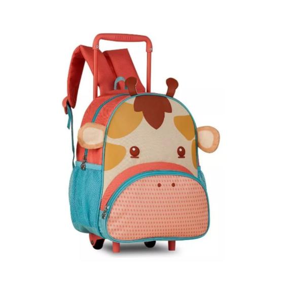 Imagem de Mochila De Rodinhas Girafa Girafinha Infantil Pets Oficial C/ Orelhinhas Em Pelúcia - Clio