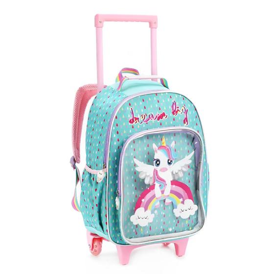 Imagem de Mochila De Rodinhas Infantil Feminina Bolsa Menina Unicornio