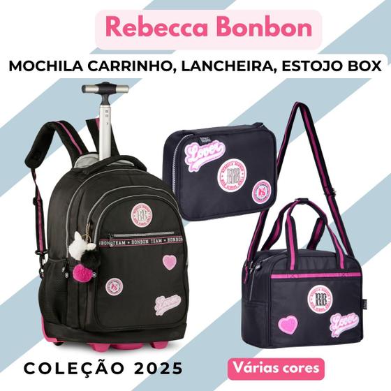 Imagem de Mochila De Rodinhas Lancheira Estojo Box Rebecca BonBon Escolar