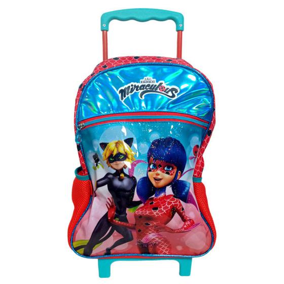 Mochila de Rodinhas Miraculous Acqua Vermelha Infantil Escolar Menor preço em Mochila de Rodinhas Miraculous Acqua Vermelha Infantil Escolar