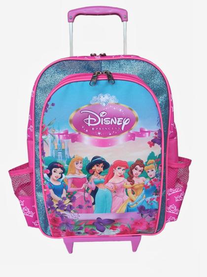 Imagem de Mochila de rodinhas mochilete princesas da disney infantil escolar meninas rosa