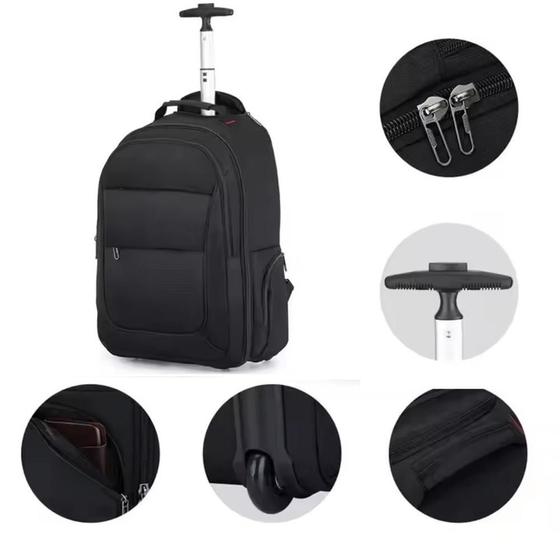 Imagem de Mochila de rodinhas notebook escolar masculina alca costas grande reforcada mala bordo executiva laptop viagem