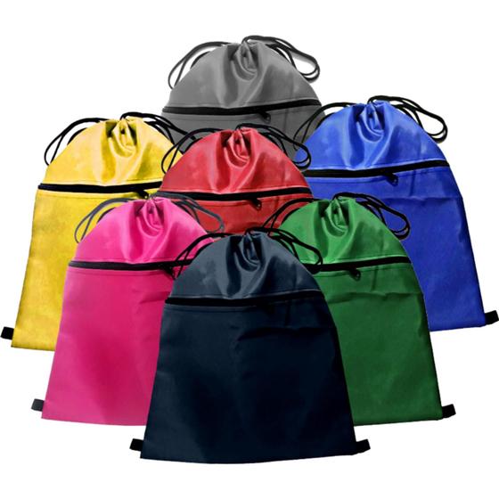 Imagem de Mochila de saco diversas cores azul preta e vermelha com bolso frontal