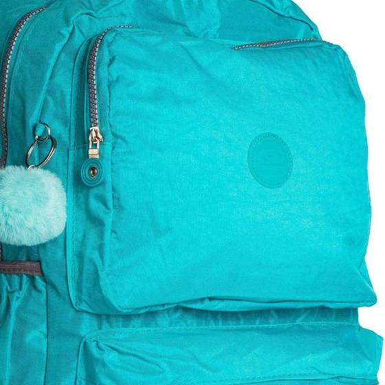 Imagem de Mochila de Tactel Femenina verde tiffani com Pompom