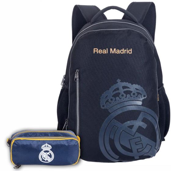 Imagem de Mochila E Bolsinha Escolar Real Madrid Oficial Kit Escolar