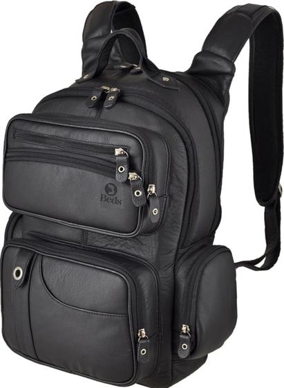 Mochila em Couro modelo Racer - Preta Reforçada Menor preço em Mochila em Couro modelo Racer - Preta Reforçada