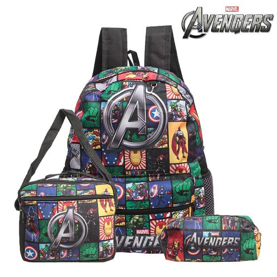 Imagem de Mochila Escola Avengers HQ Marvel Costa Kit Lancheira+Estojo