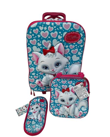 Imagem de Mochila escolar com rodinhas millie + estojo e lancheira