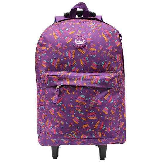 Imagem de Mochila Escolar Com Rodinhas Rabisk Juvenil Feminina Coração Cor Roxo Desenho Do Tecido Coração