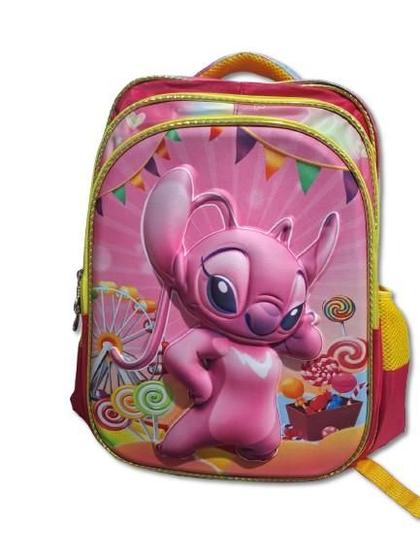 Imagem de Mochila Escolar COsta Stitch Azul ou  Rosa  3d Alto Relevo  Costa Reforçada 