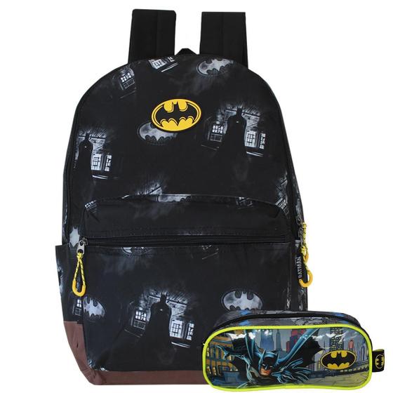 Imagem de Mochila Escolar Costas Batman + Estojo Infantil Dc Comics