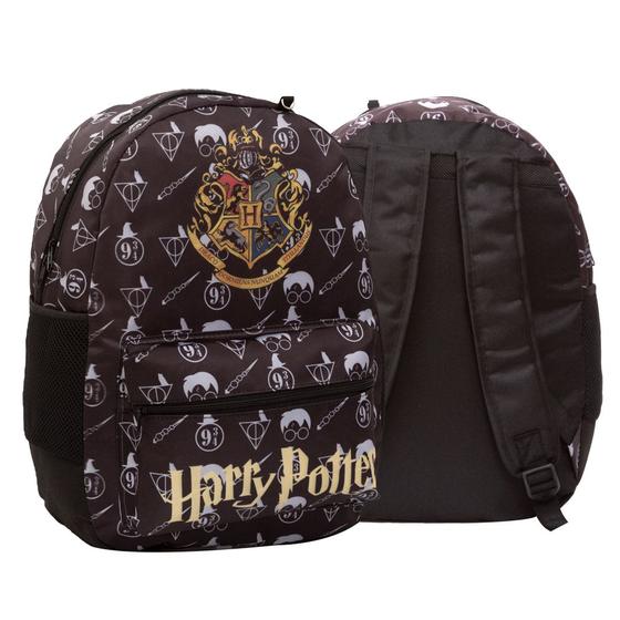 Mochila Escolar Costas Harry Potter Hogwarts Preta Passeio TOYS 2U Mochila Bolsa Escolar Magazine Luiza