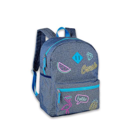 Imagem de Mochila Escolar Costas Jeans You go girl Juvenil Cor Azul