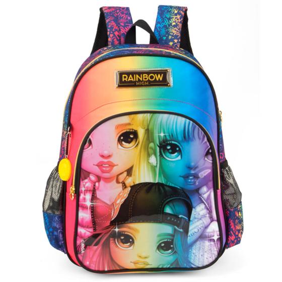 Imagem de Mochila Escolar Costas Rainbow high Preto Infantil