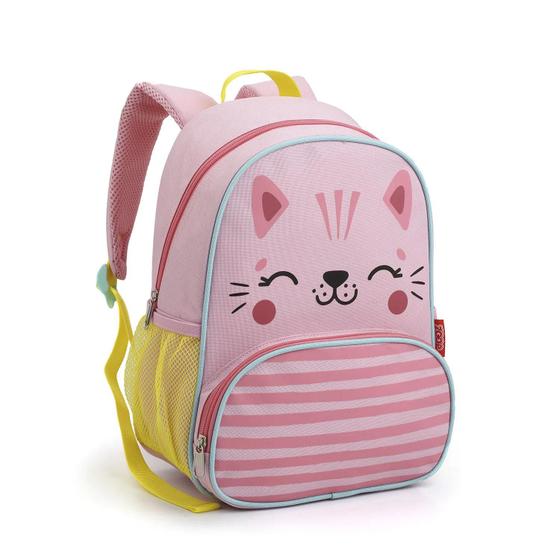 Imagem de Mochila Escolar Creche Infantil Feminina Bolsa De Costas Gatinha Menina 13" Seanite Zoop Mochilinha Gata Com Alça Acolchoada